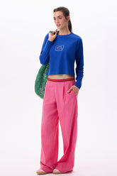 SLOW SUNDAY CROPPED T-SHIRT - KLEIN BLUE